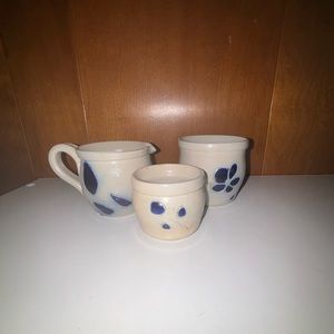 vintage hand painted pottery trio set!